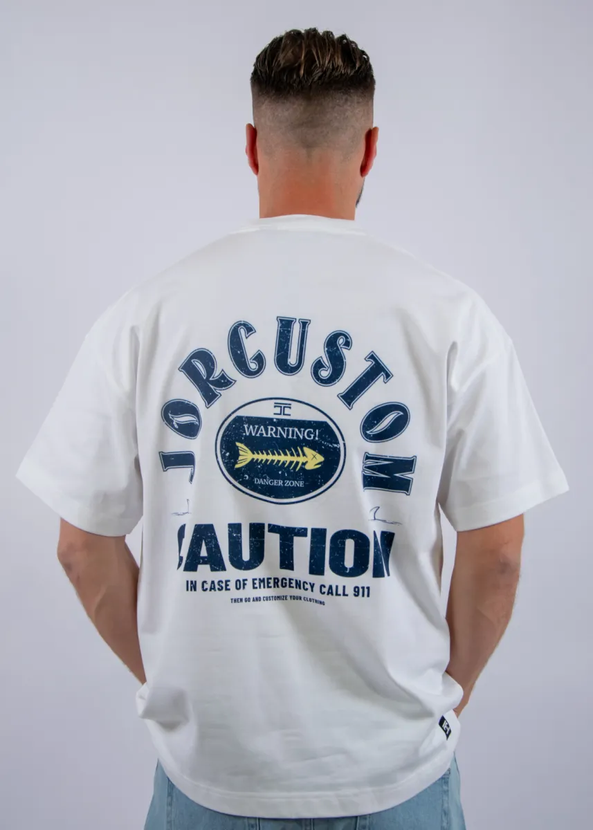 Jorcustom Caution Loose Fit T-Shirt 5 Jorcustom caution loose fit t-shirt white