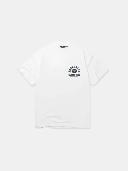Jorcustom caution loose fit t-shirt white