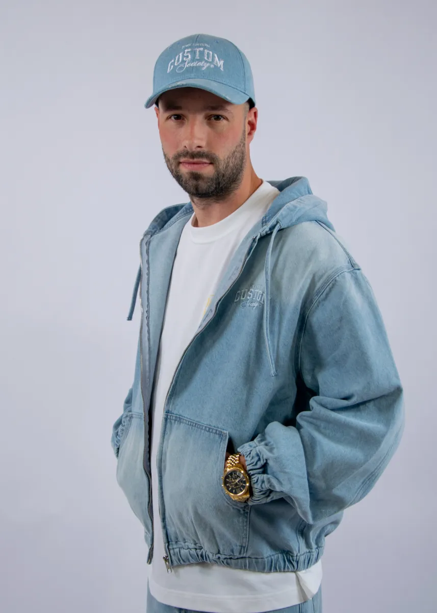 Jorcustom CustomSociety Denim Hooded Jacket 4 Jorcustom customsociety denim hooded lightblue