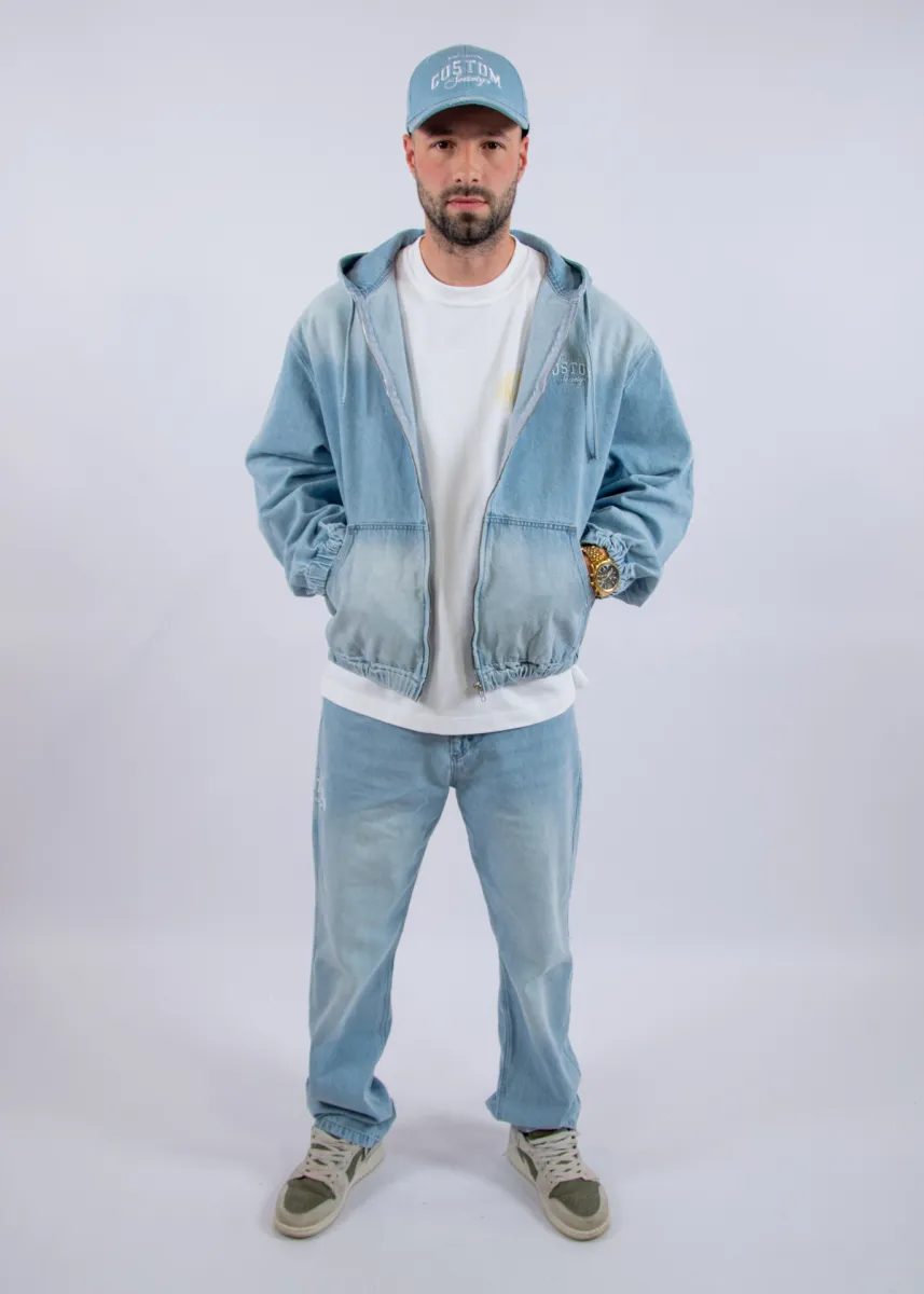 Jorcustom CustomSociety Denim Hooded Jacket 6 Jorcustom customsociety denim hooded lightblue