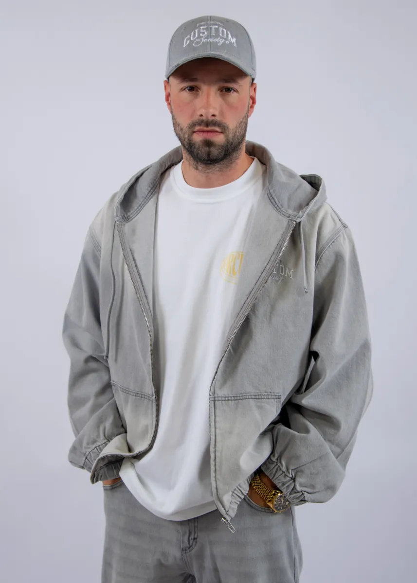 Jorcustom CustomSociety Denim Hooded Jacket 3 Jorcustom customsociety denim hooded lightgrey