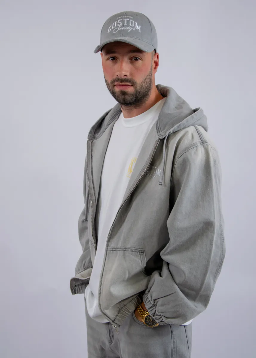Jorcustom CustomSociety Denim Hooded Jacket 4 Jorcustom customsociety denim hooded lightgrey
