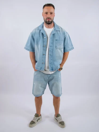Jorcustom customsociety denim short slee lightblue