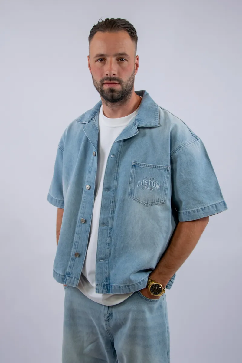 Jorcustom CustomSociety Denim Short Sleeve Jacket 4 Jorcustom customsociety denim short slee lightblue