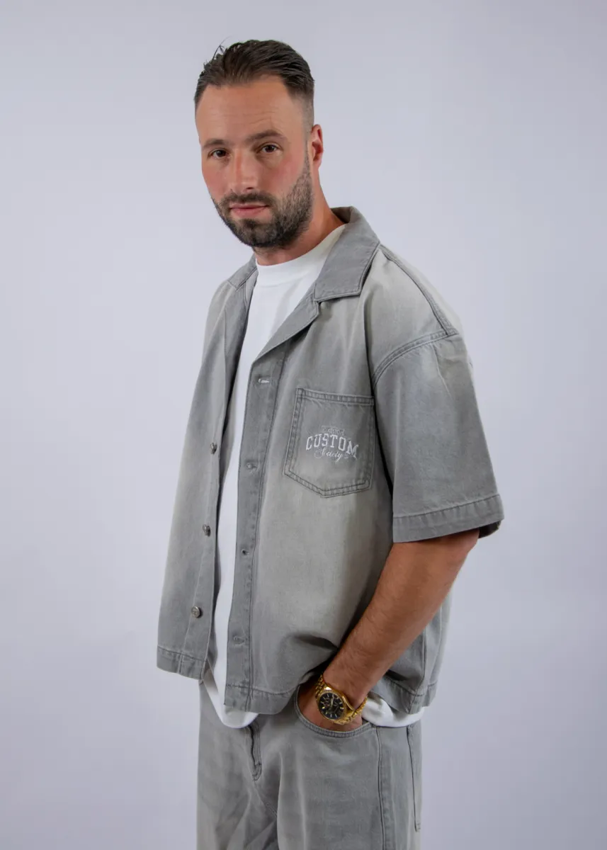 Jorcustom CustomSociety Denim Short Sleeve Jacket 4 Jorcustom customsociety denim short slee lightgrey