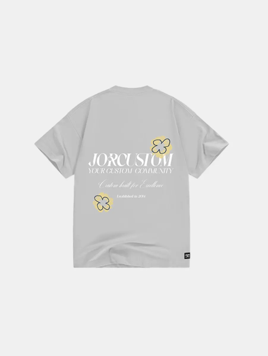 Jorcustom Flowers Loose Fit T-Shirt 2 Jorcustom flowers lightgrey
