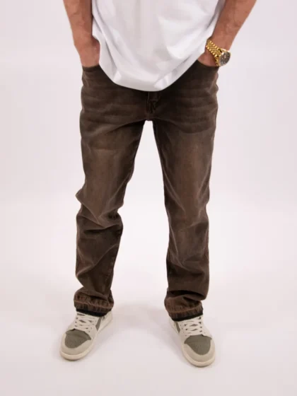 Jorcustom open hem denim straight fit brown