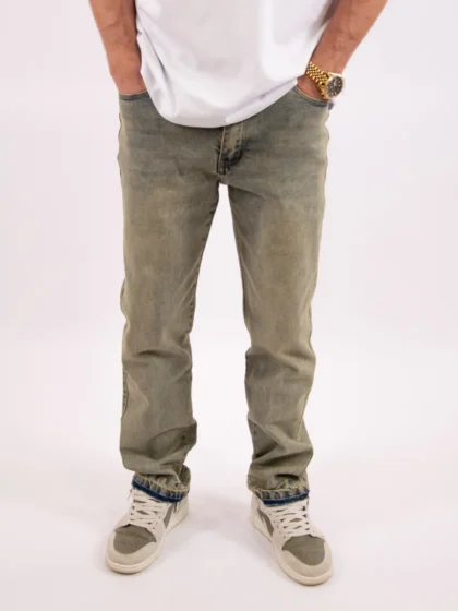 Jorcustom open hem denim straight fit green