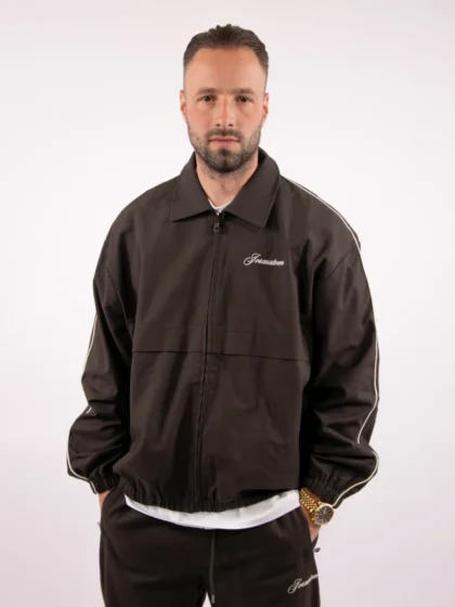 Jorcustom script tracksuit jacket brown