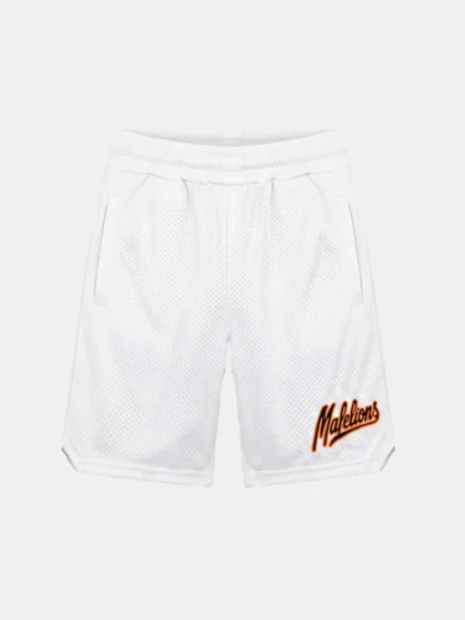 Malelions perforated mesh shorts white