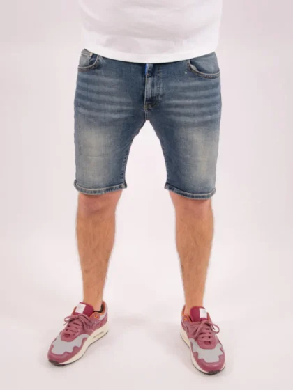 Malelions washed denim short light blue