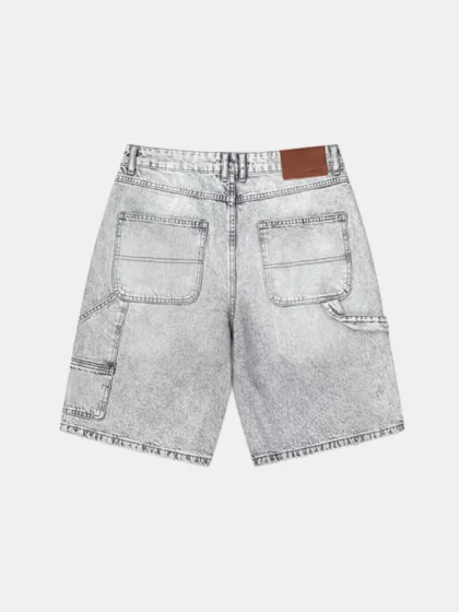 Croyez washed denim shorts light grey