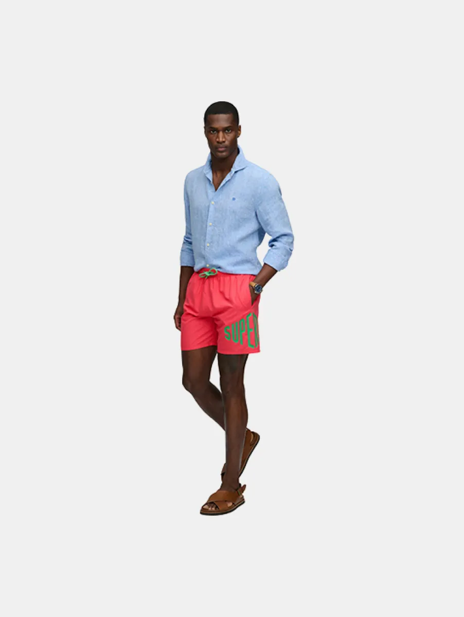 Superdry Printed Logo 16 Swim Short 4 Superdry m3010265a mcj paradise pink
