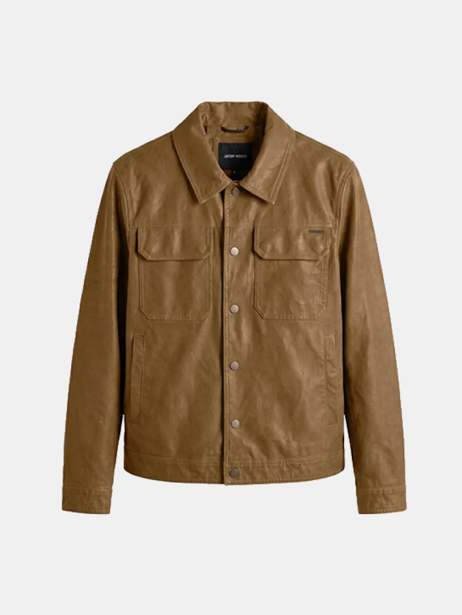 Antony Morato Coat Slim Fit In Feaux Leather Beige Jacket 1 Antony Morato mmco00985 2000