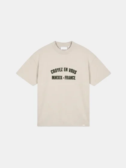 Croyez applique t-shirt beige