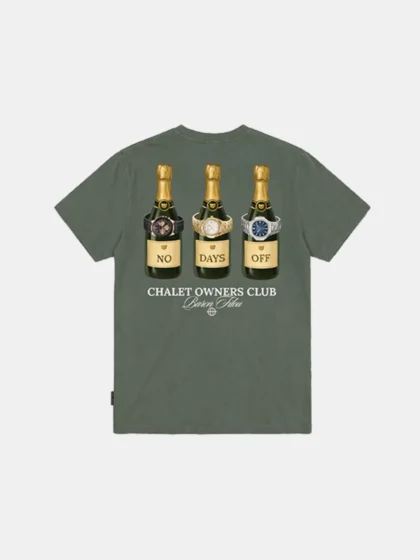 Baron Filou bottles and watches t-shirt olive green