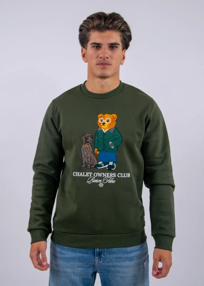 Baron Filou 182 The Huntsman Embroidered Pullover 2 Baron Filou filou 182 embroidered pullover olive green
