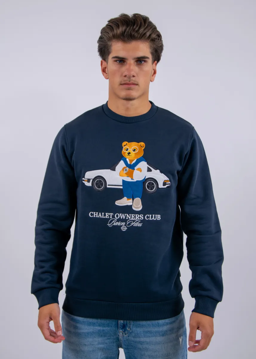 Baron Filou 186 The Vintage Driver Embroidered Pullover 2 Baron Filou filou 186 embroidered pullover oxford blue