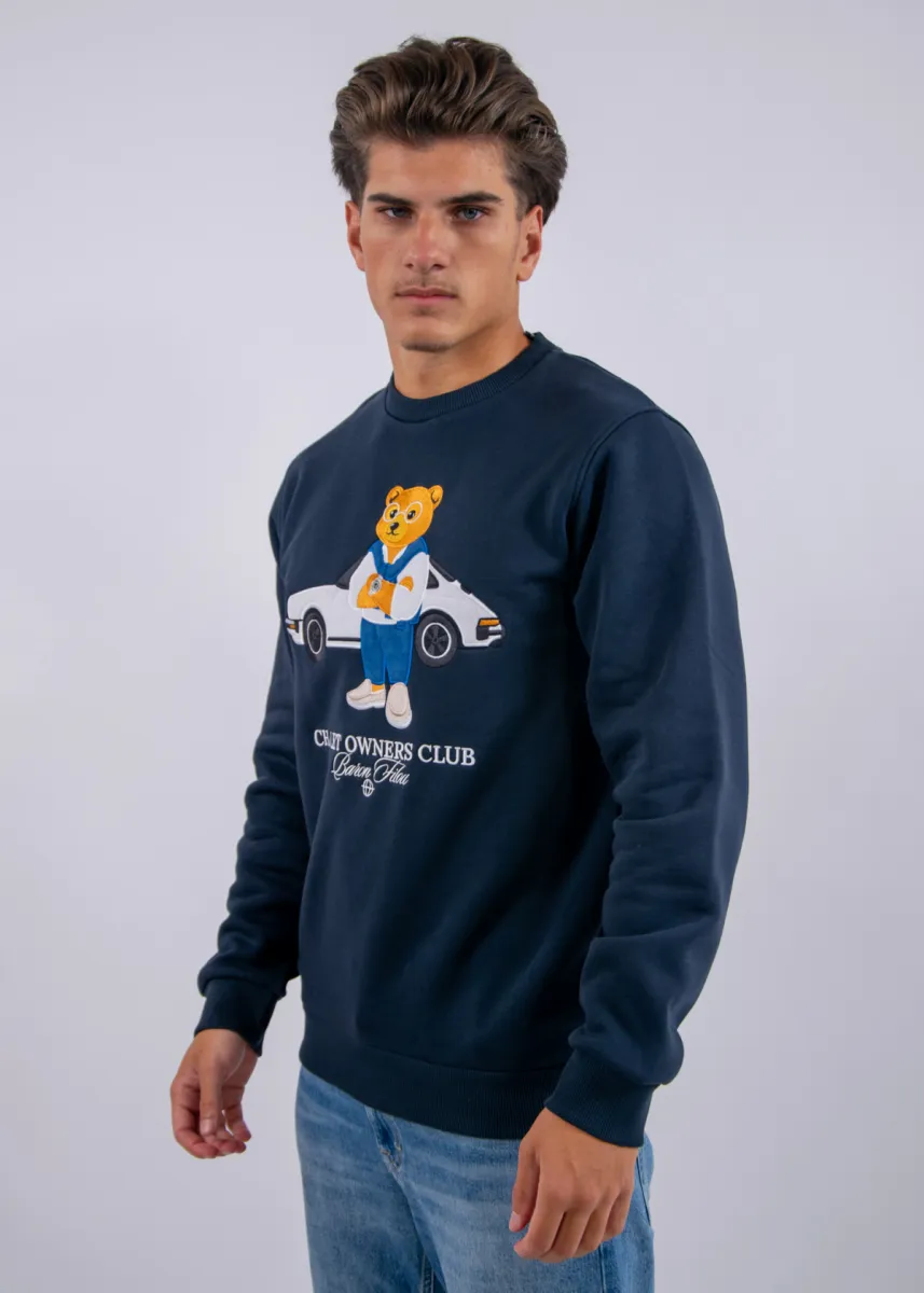 Baron Filou 186 The Vintage Driver Embroidered Pullover 3 Baron Filou filou 186 embroidered pullover oxford blue