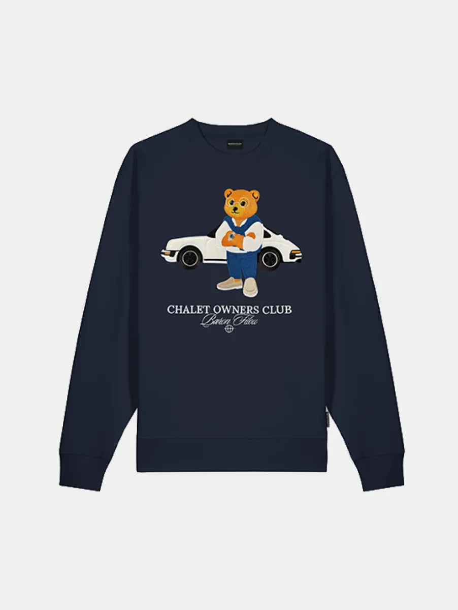 Baron Filou 186 The Vintage Driver Embroidered Pullover 1 Baron Filou filou 186 embroidered pullover oxford blue