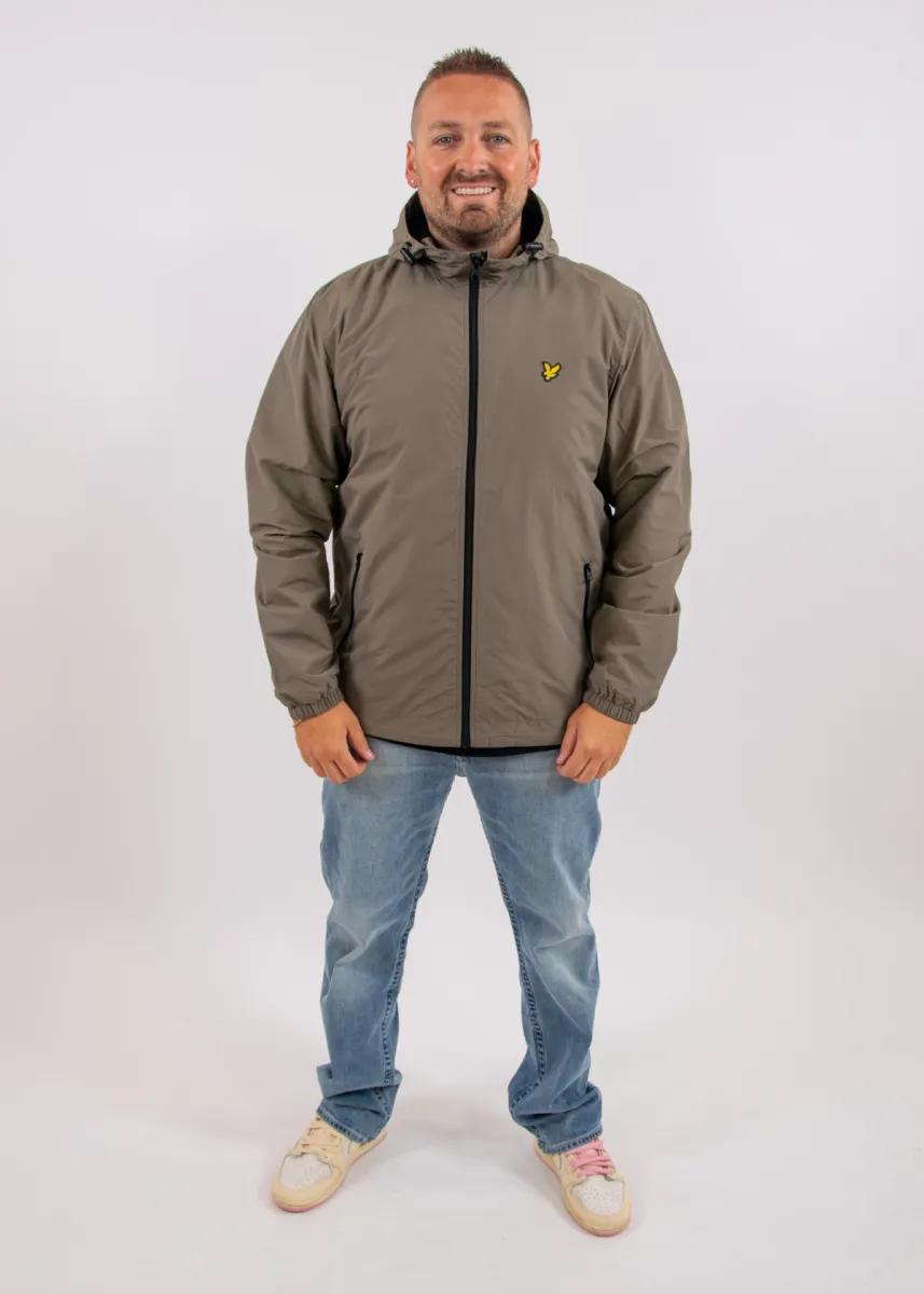 Lyle & Scott Contrast Zip Through Hooded Jacket 7 Lyle & Scott jk2552v y381 khaki ash/jet black