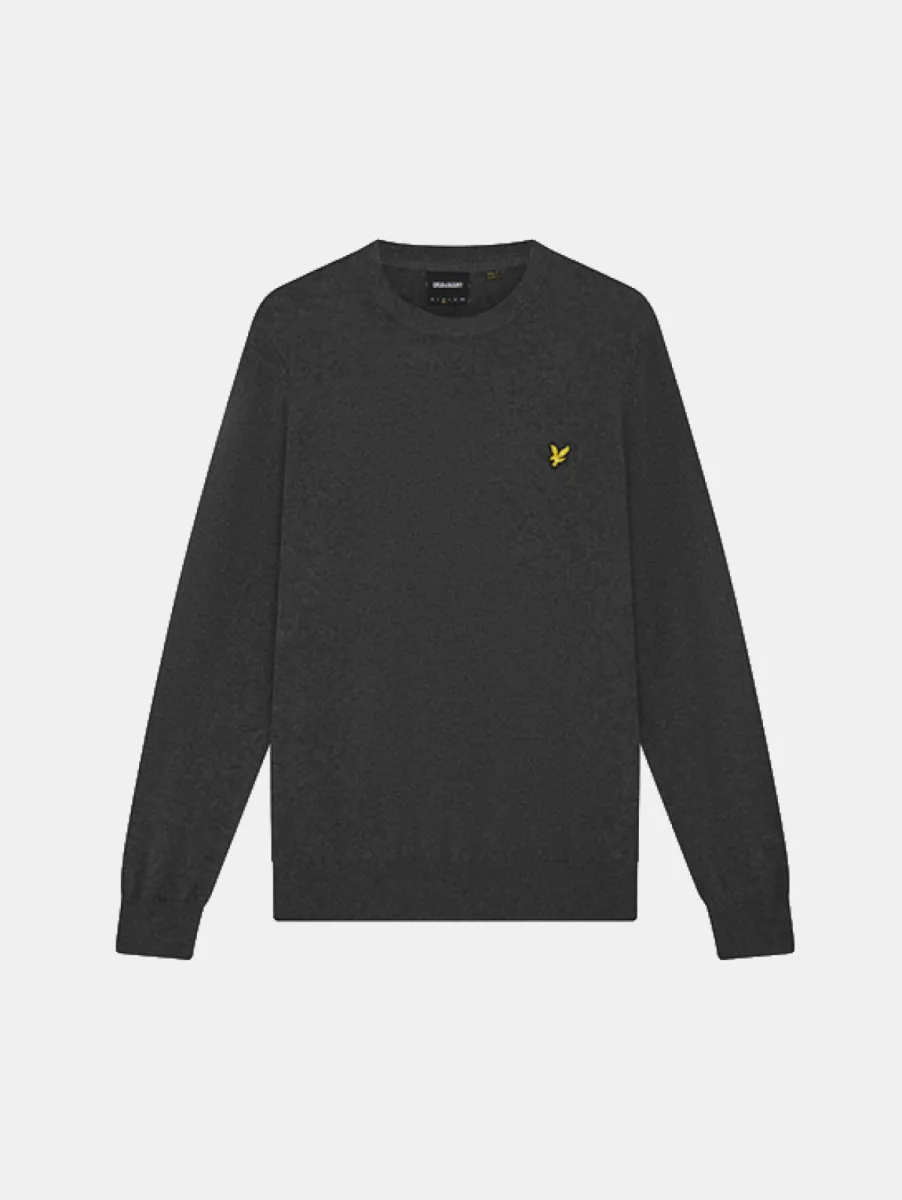 Lyle & Scott Cotton Merino Crew Neck Jumper 1 Lyle & Scott kn2110vc 398 charcoal marl