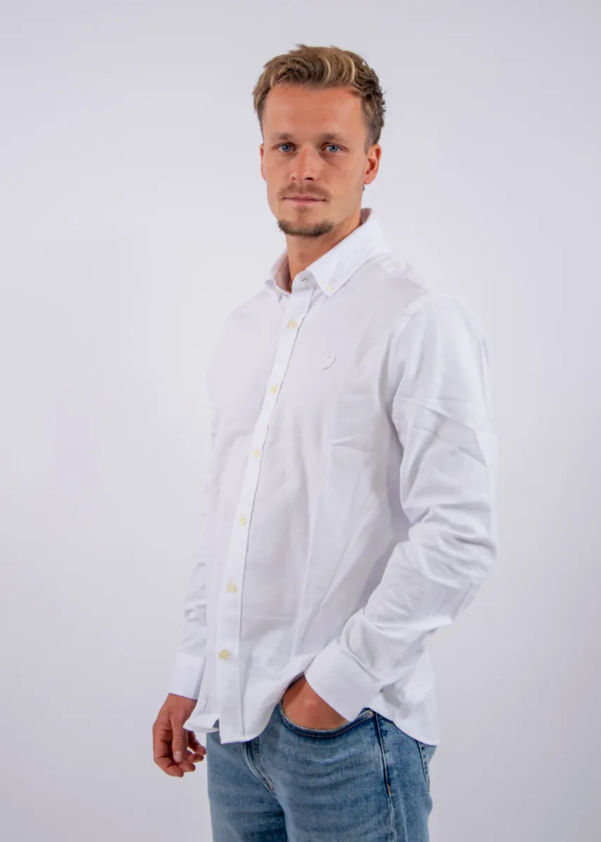 Lyle & Scott Tonal Plain Flannel Shirt 4 Lyle & Scott lw2542v 626 white