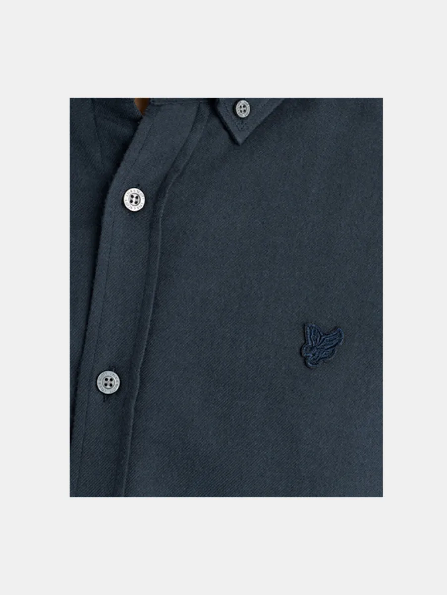 Lyle & Scott Tonal Plain Flannel Shirt 2 Lyle & Scott lw2542v z271 dark navy