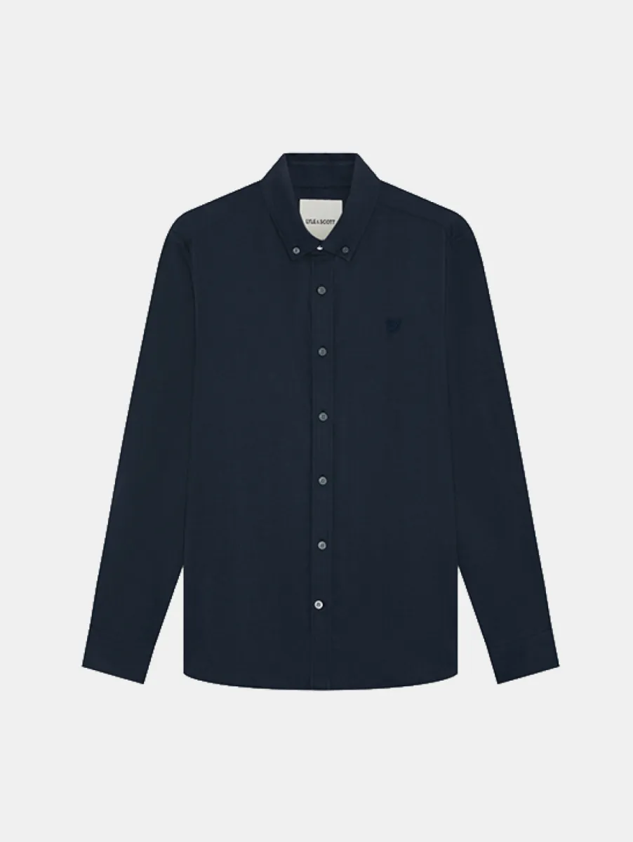 Lyle & Scott Tonal Plain Flannel Shirt 1 Lyle & Scott lw2542v z271 dark navy