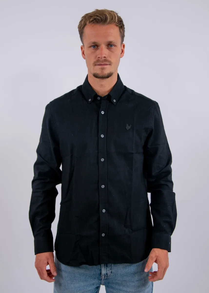 Lyle & Scott Tonal Plain Flannel Shirt 2 Lyle & Scott lw2542v z865 jet black