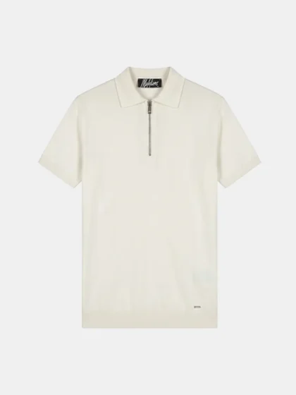 Malelions knitted zip polo off-white
