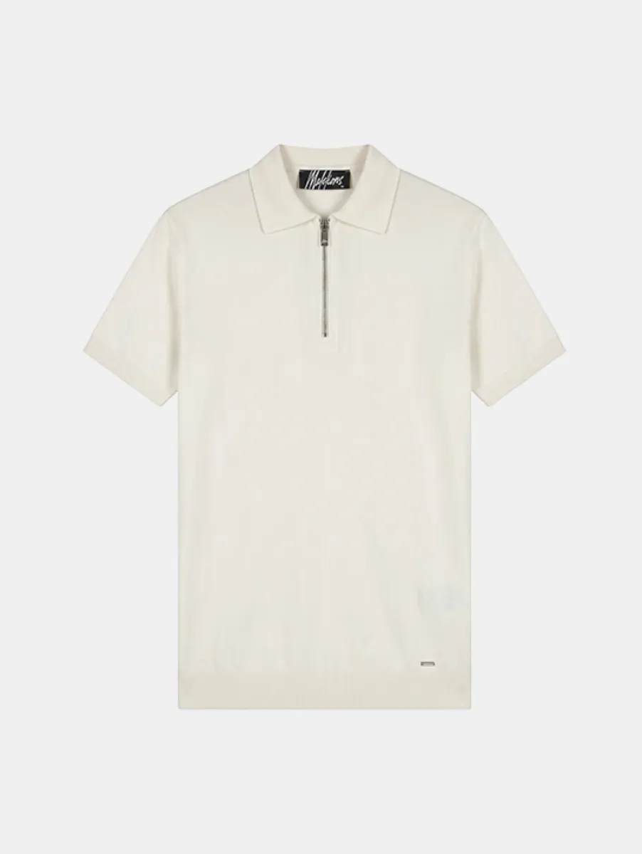 Malelions Knitted Zip Polo 1 Malelions knitted zip polo off-white