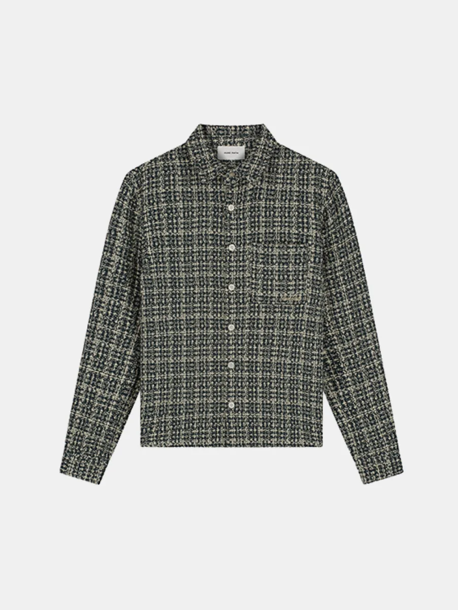 Pure Path Structured Checked Overshirt 1 Pure Path 26030208 54 ecru