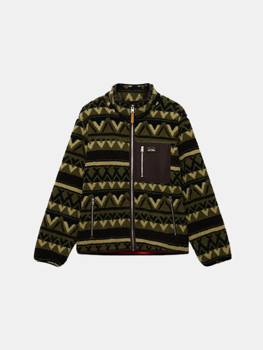 Superdry Abstract Fleece Zip Through Jacket 1 Superdry m2014576a m5h snow peak green