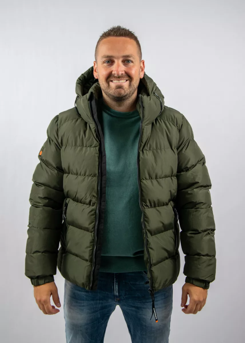 Superdry Hooded Sports Puffer Jacket 2 Superdry m5011905a h1q army khaki/army khaki