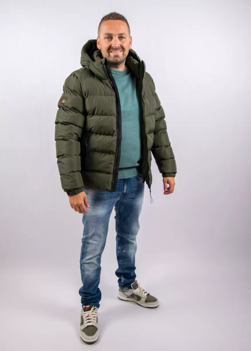 Superdry Hooded Sports Puffer Jacket 5 Superdry m5011905a h1q army khaki/army khaki