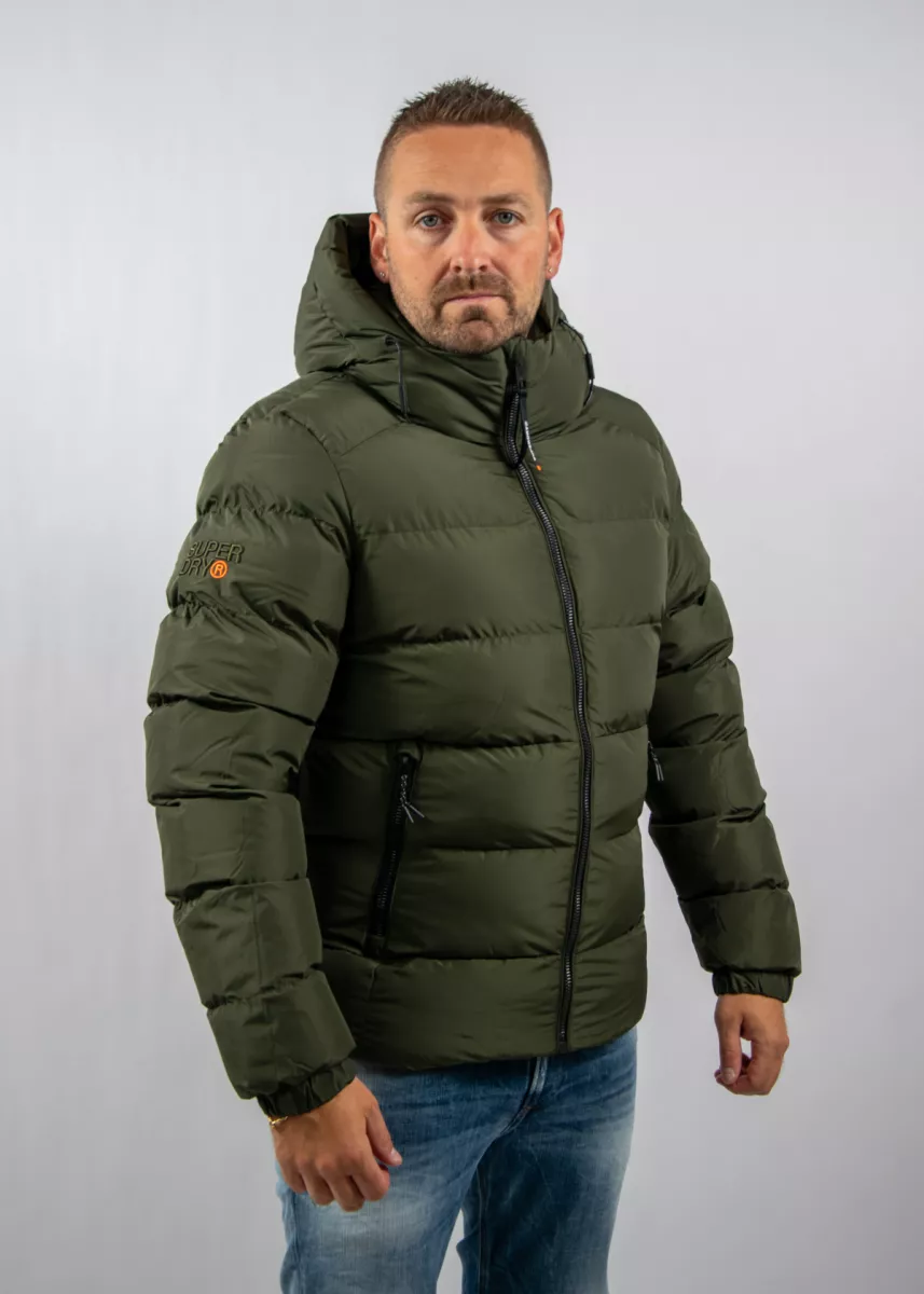 Superdry Hooded Sports Puffer Jacket 6 Superdry m5011905a h1q army khaki/army khaki