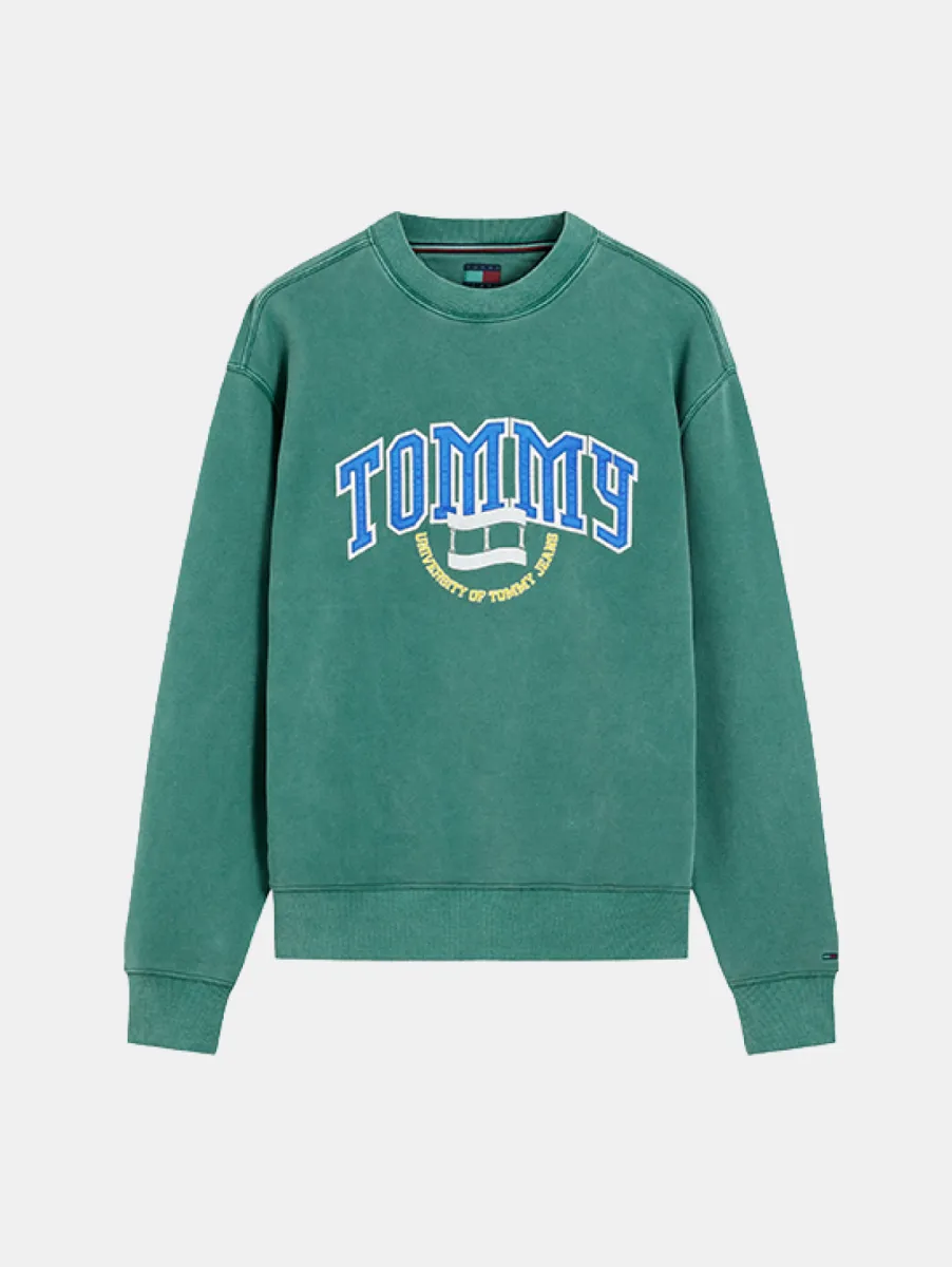 Tommy Jeans Rlx Varsity Crest Crewneck 1 Tommy Jeans dm0dm23578 mbm velvet green
