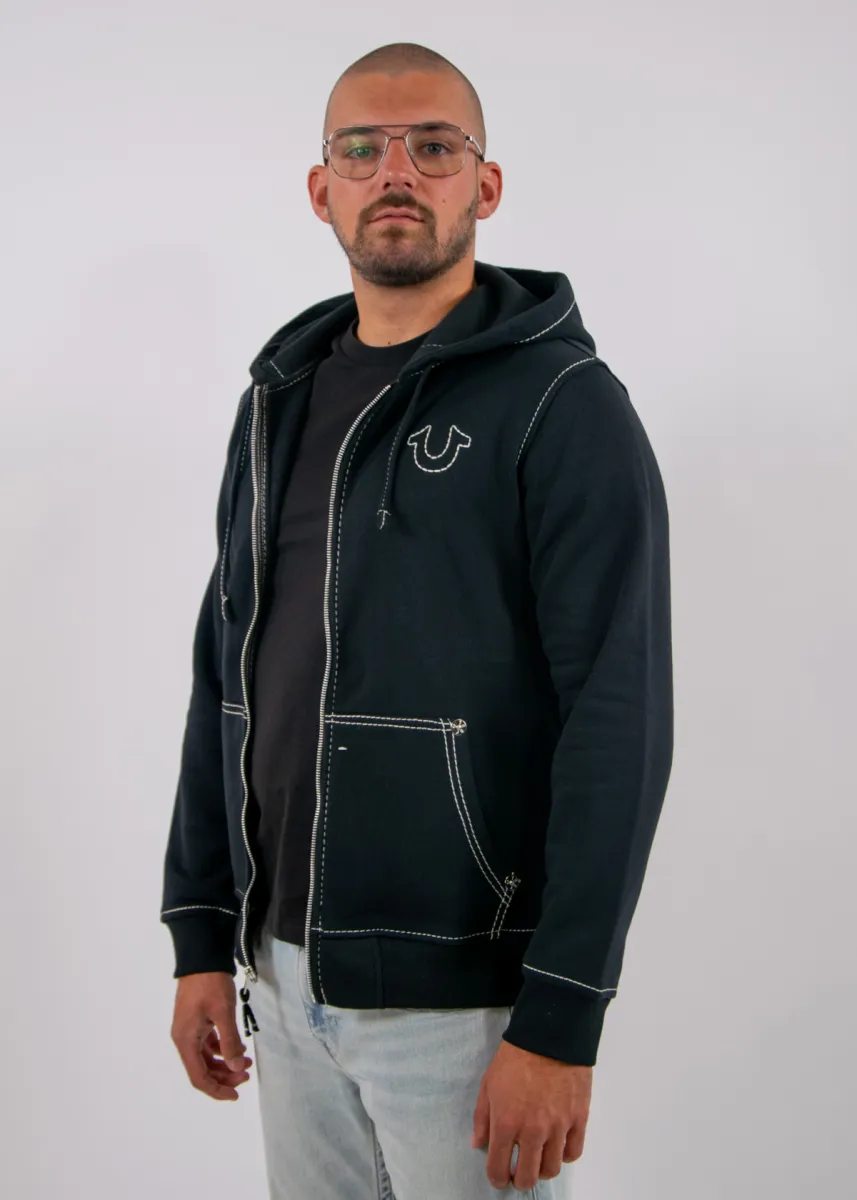 True religion big-t zip up hoodie - jet black 2 True religion 105753 1001 jet black
