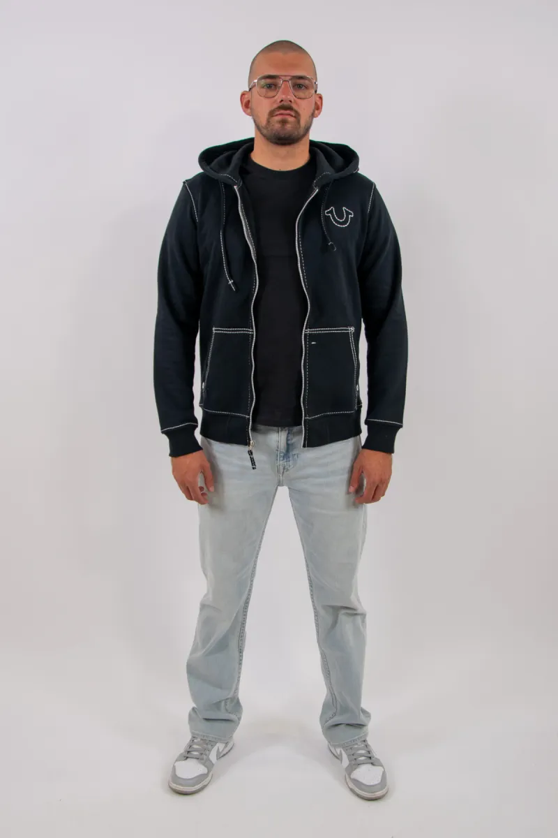 True religion big-t zip up hoodie - jet black 4 True religion 105753 1001 jet black