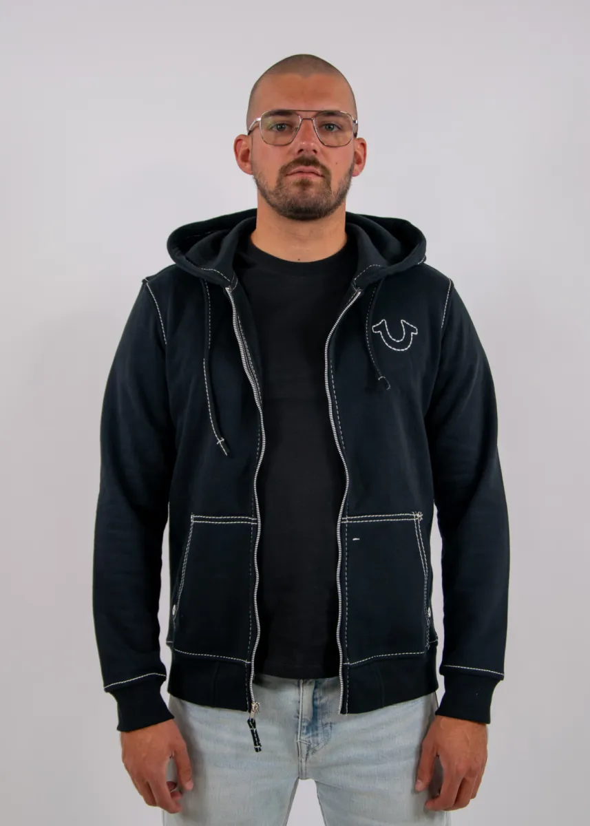 True religion big-t zip up hoodie - jet black 1 True religion 105753 1001 jet black
