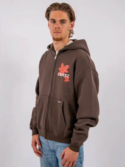 Croyez botanique zip hoodie brown