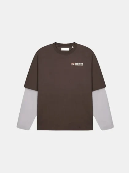 Croyez montagne double sleeve shirt brown