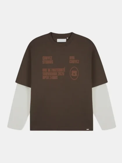 Croyez showroom double sleeve t-shirt brown