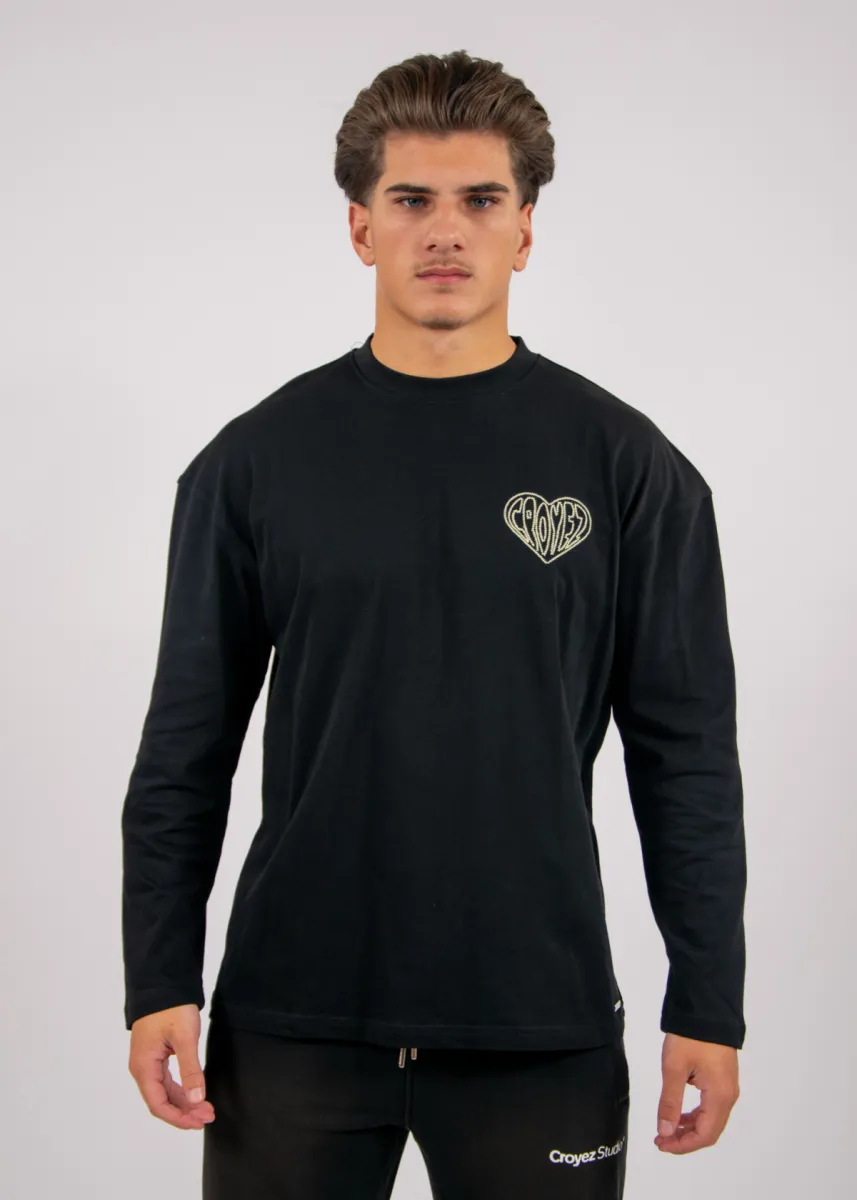 Croyez Stitched Heart Longsleeve T-Shirt 3 Croyez stitched heart longsleeve t black