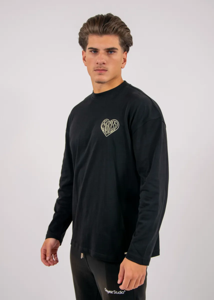 Croyez Stitched Heart Longsleeve T-Shirt 4 Croyez stitched heart longsleeve t black