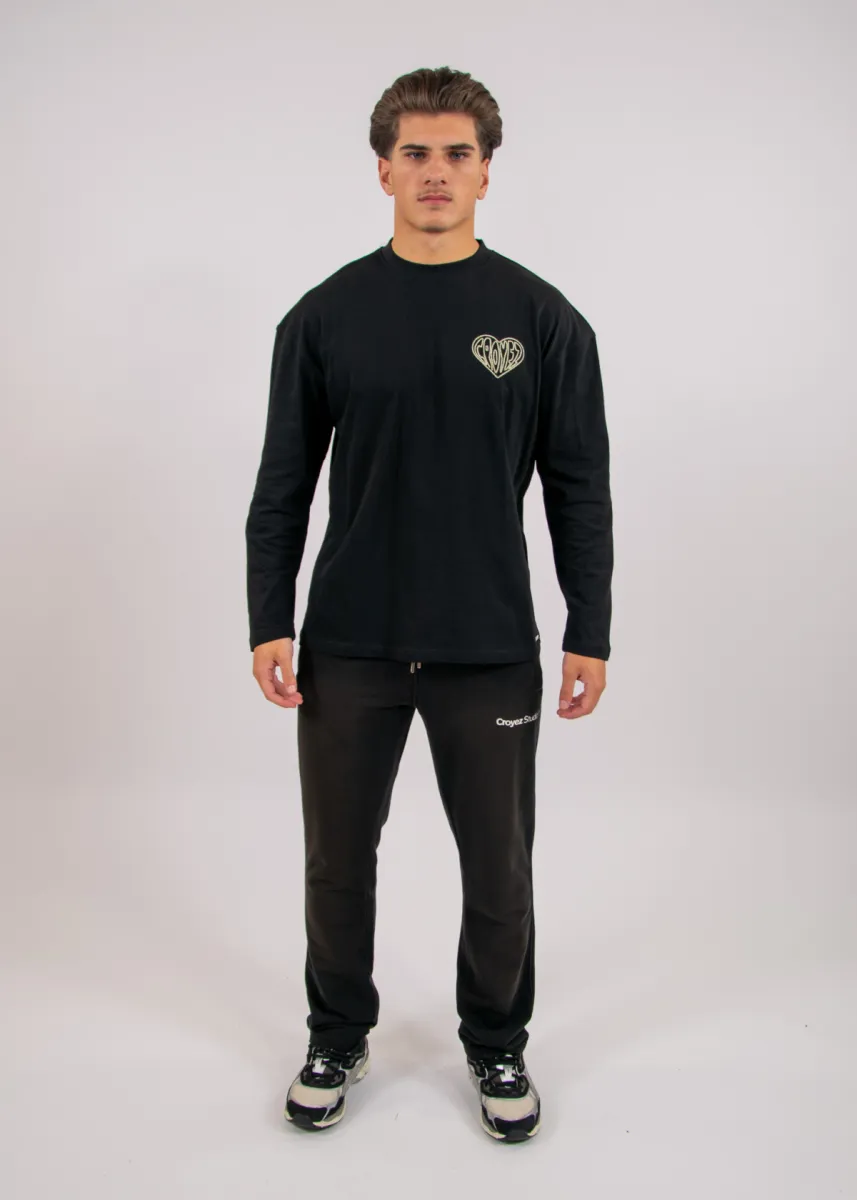 Croyez Stitched Heart Longsleeve T-Shirt 6 Croyez stitched heart longsleeve t black