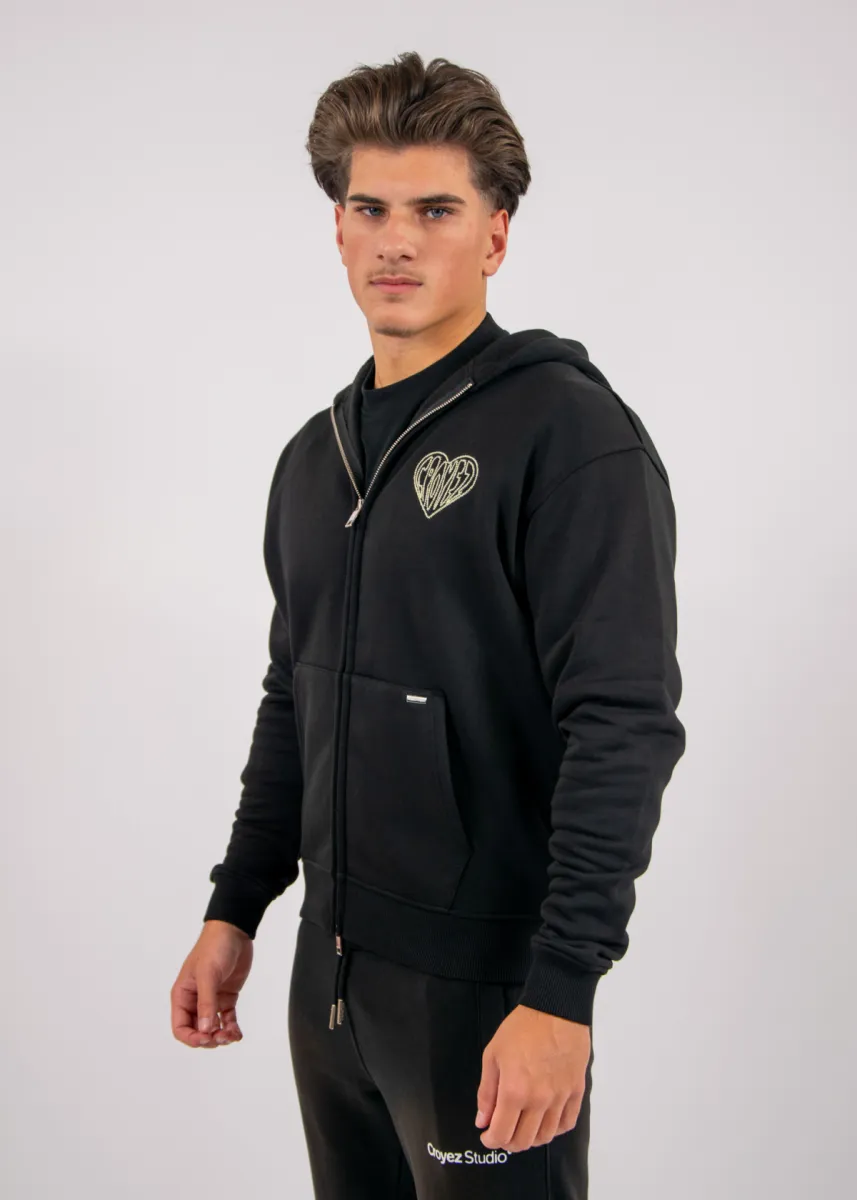 Croyez Stitched Heart Zip Hoodie 4 Croyez stitched heart zip hoodie black/lightyellow