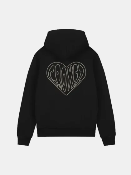 Croyez stitched heart zip hoodie black/lightyellow
