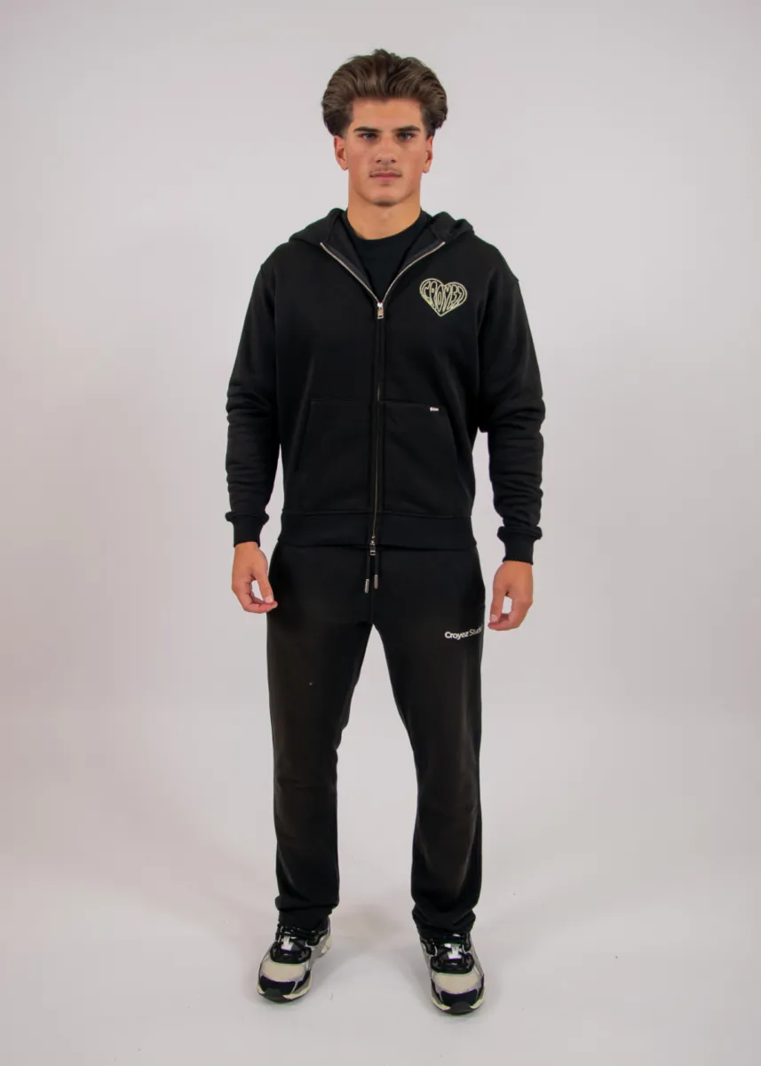 Croyez Stitched Heart Zip Hoodie 6 Croyez stitched heart zip hoodie black/lightyellow